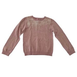 (NWT) Primark Pink Sweater w/ Metallic Gold Threading & Sequins Detail | Girl 5T